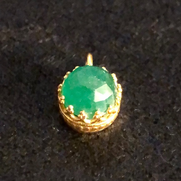 Emerald Crown Pendant/Gold Plated Sterling Silver / Raw Faceted Emerald NWT - Picture 2 of 7